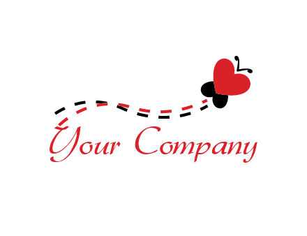 spreading love logo with a heart shaped butterfly flying
