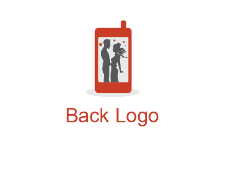 online dating site logo with the image of a couple with hearts inside a phone