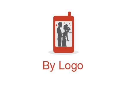 online dating site logo with the image of a couple with hearts inside a phone