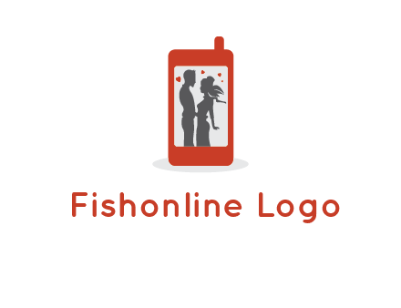 online dating site logo with the image of a couple with hearts inside a phone