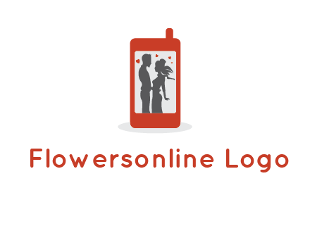 online dating site logo with the image of a couple with hearts inside a phone
