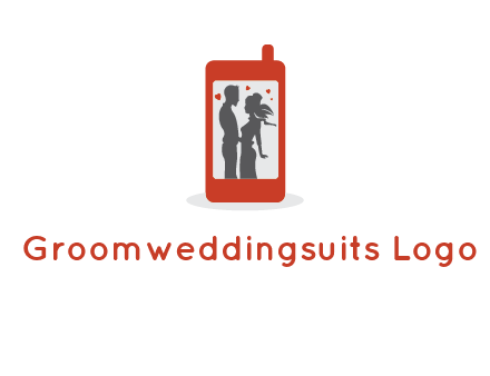 online dating site logo with the image of a couple with hearts inside a phone