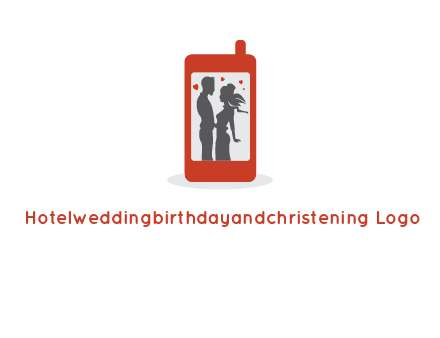 online dating site logo with the image of a couple with hearts inside a phone