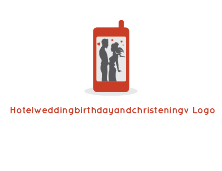online dating site logo with the image of a couple with hearts inside a phone