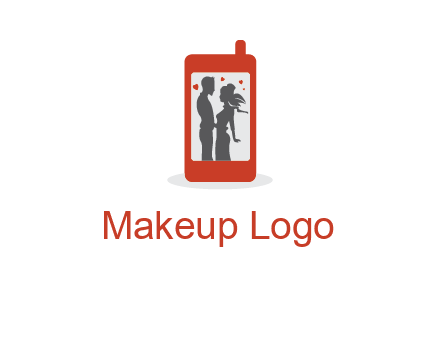 online dating site logo with the image of a couple with hearts inside a phone