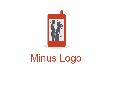 online dating site logo with the image of a couple with hearts inside a phone