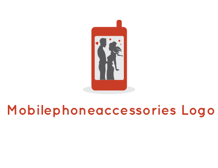 online dating site logo with the image of a couple with hearts inside a phone