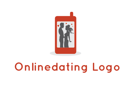 online dating site logo with the image of a couple with hearts inside a phone