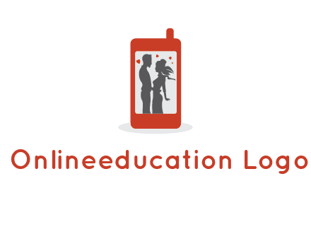 online dating site logo with the image of a couple with hearts inside a phone