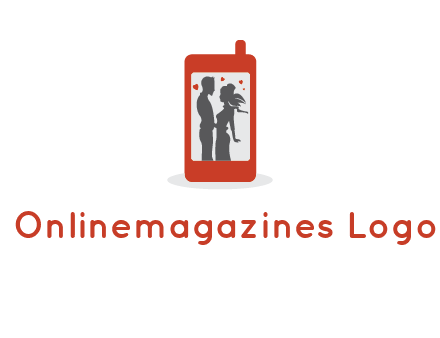 online dating site logo with the image of a couple with hearts inside a phone