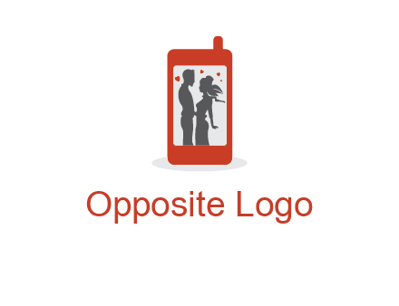 online dating site logo with the image of a couple with hearts inside a phone