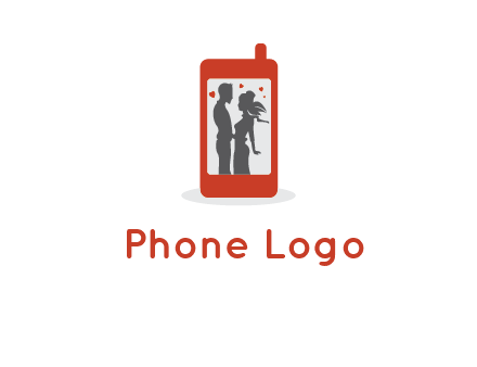 online dating site logo with the image of a couple with hearts inside a phone