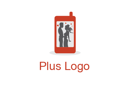 online dating site logo with the image of a couple with hearts inside a phone