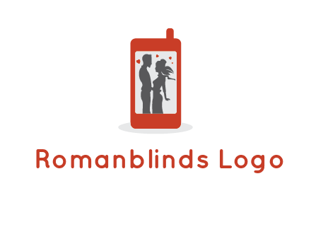 online dating site logo with the image of a couple with hearts inside a phone
