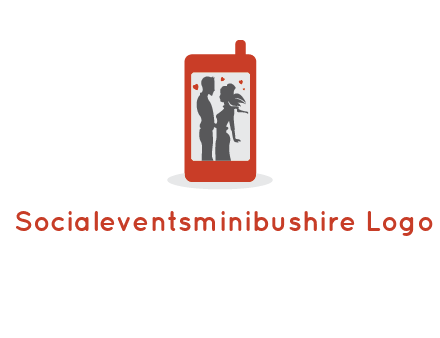 online dating site logo with the image of a couple with hearts inside a phone