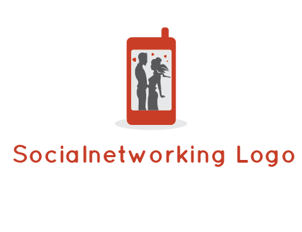 online dating site logo with the image of a couple with hearts inside a phone