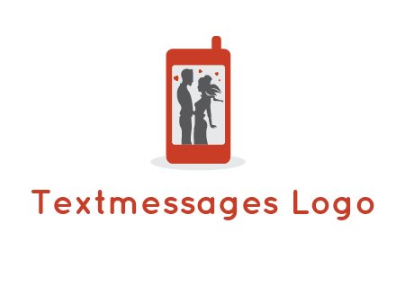 online dating site logo with the image of a couple with hearts inside a phone