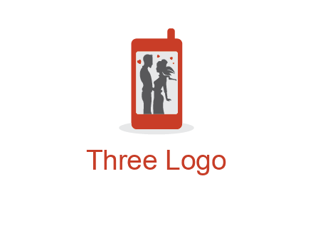 online dating site logo with the image of a couple with hearts inside a phone