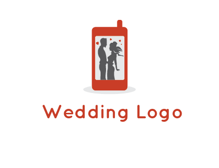 online dating site logo with the image of a couple with hearts inside a phone