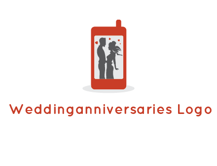 online dating site logo with the image of a couple with hearts inside a phone