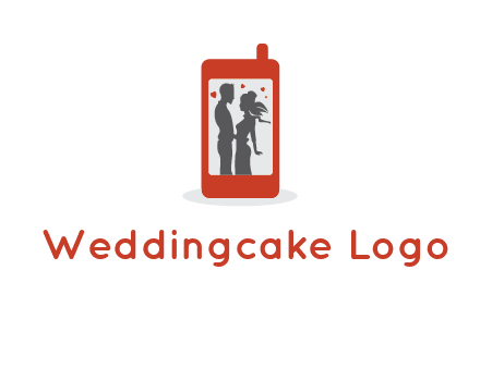 online dating site logo with the image of a couple with hearts inside a phone