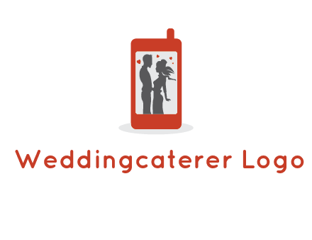 online dating site logo with the image of a couple with hearts inside a phone