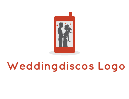 online dating site logo with the image of a couple with hearts inside a phone