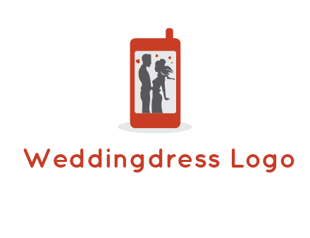 online dating site logo with the image of a couple with hearts inside a phone