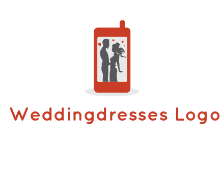 online dating site logo with the image of a couple with hearts inside a phone