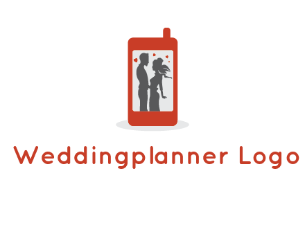 online dating site logo with the image of a couple with hearts inside a phone