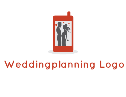 online dating site logo with the image of a couple with hearts inside a phone