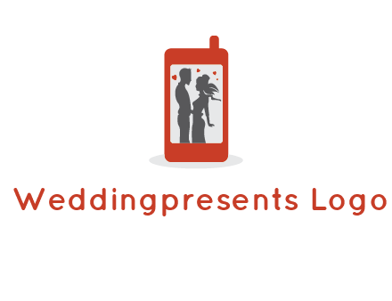 online dating site logo with the image of a couple with hearts inside a phone
