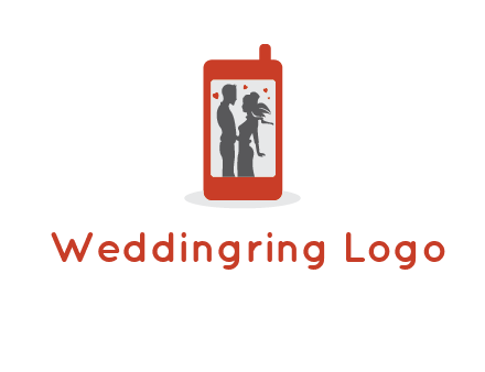 online dating site logo with the image of a couple with hearts inside a phone