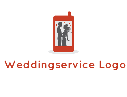 online dating site logo with the image of a couple with hearts inside a phone