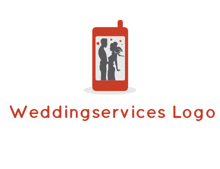 online dating site logo with the image of a couple with hearts inside a phone