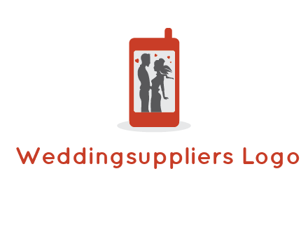 online dating site logo with the image of a couple with hearts inside a phone
