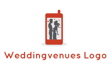 online dating site logo with the image of a couple with hearts inside a phone