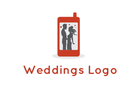 online dating site logo with the image of a couple with hearts inside a phone