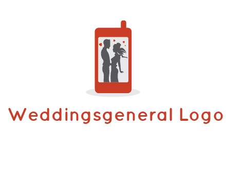 online dating site logo with the image of a couple with hearts inside a phone