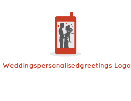 online dating site logo with the image of a couple with hearts inside a phone