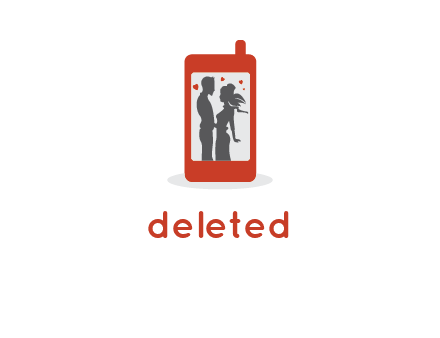 online dating site logo with the image of a couple with hearts inside a phone