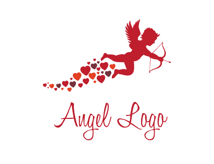 cupid logo with hearts and a bow and arrow