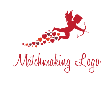 cupid logo with hearts and a bow and arrow