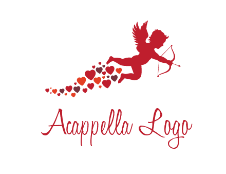 cupid logo with hearts and a bow and arrow