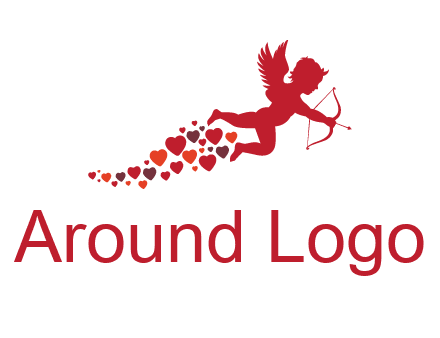 cupid logo with hearts and a bow and arrow