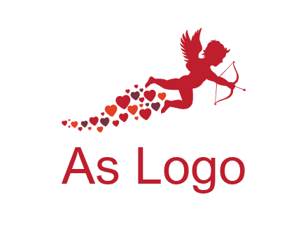 cupid logo with hearts and a bow and arrow