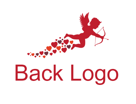 cupid logo with hearts and a bow and arrow