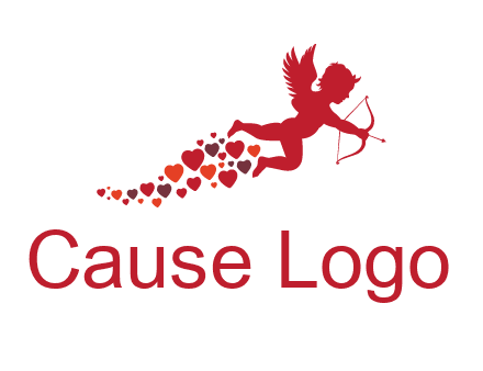 cupid logo with hearts and a bow and arrow