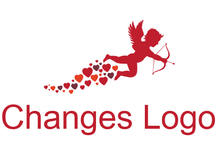 cupid logo with hearts and a bow and arrow