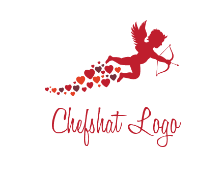 cupid logo with hearts and a bow and arrow